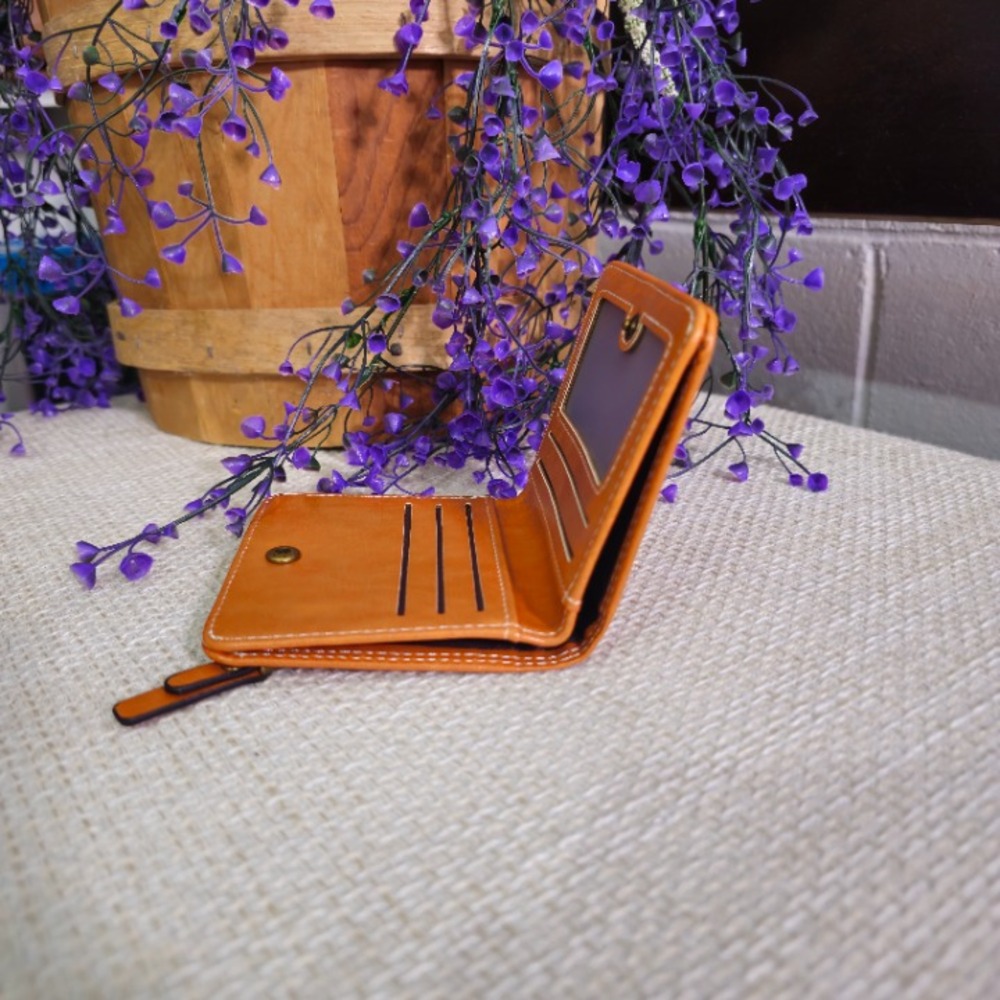 Gothic Cross Stud Bifold Snap Wallet | Rust Orange | 4x4in - Picture 4 of 8